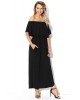 Black Flounce Off Shoulder Maxi Jersey Dress