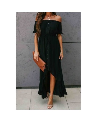 Black Glaze High Low Off The Shoulder Maxi Dress - from category Maxi Dresses