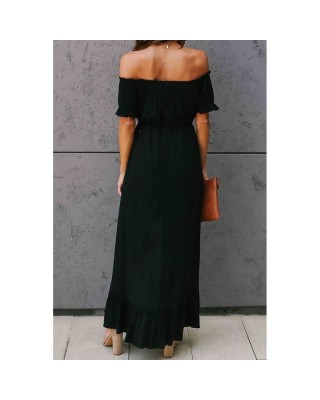 Black Glaze High Low Off The Shoulder Maxi Dress - from category Maxi Dresses