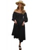 Black Off Shoulder Puff Sleeve Button Front Vintage Dress - from category Maxi Dresses