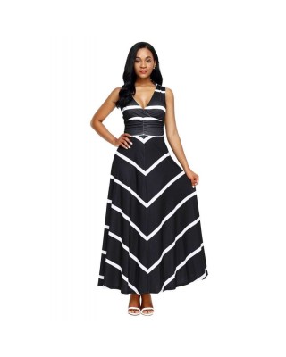 Black V Neck Cut out Back Printed Maxi Dress - from category Maxi Dresses