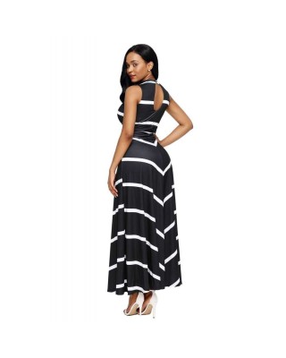 Black V Neck Cut out Back Printed Maxi Dress - from category Maxi Dresses