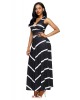 Black V Neck Cut out Back Printed Maxi Dress - from category Maxi Dresses