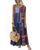 Blue Bohemian Splicing Round Neck Sleeveless Dress - from category Maxi Dresses