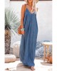 Blue Spaghetti Straps Denim Maxi Dress