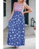 Blue Stripes and Stars Sleeveless Maxi Dress with Pockets - from category Maxi Dresses