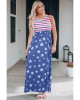 Blue Stripes and Stars Sleeveless Maxi Dress with Pockets - from category Maxi Dresses