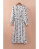 Gray Sexy V Neck Cuffed Sleeve Snakeskin Maxi Dress - from category Maxi Dresses