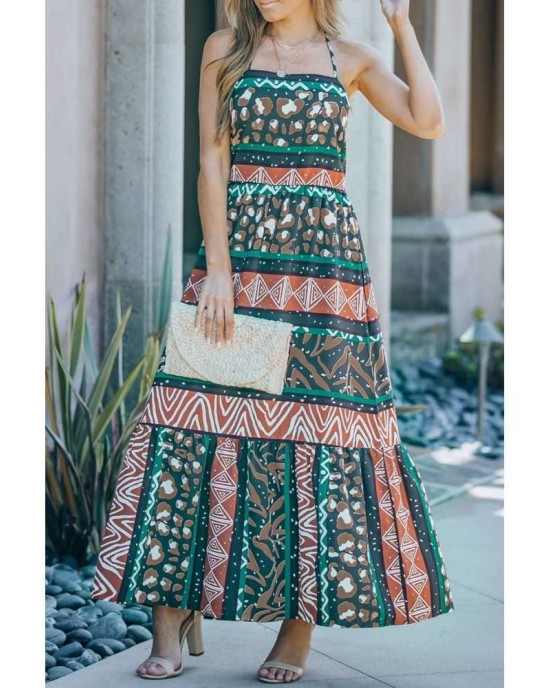 Multicolor Vintage Print Sleeveless Maxi Dress - from category Maxi Dresses