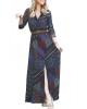 Navy Green Boho Print Belted Maxi Shirt Dress - from category Maxi Dresses