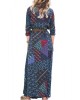 Navy Green Boho Print Belted Maxi Shirt Dress - from category Maxi Dresses