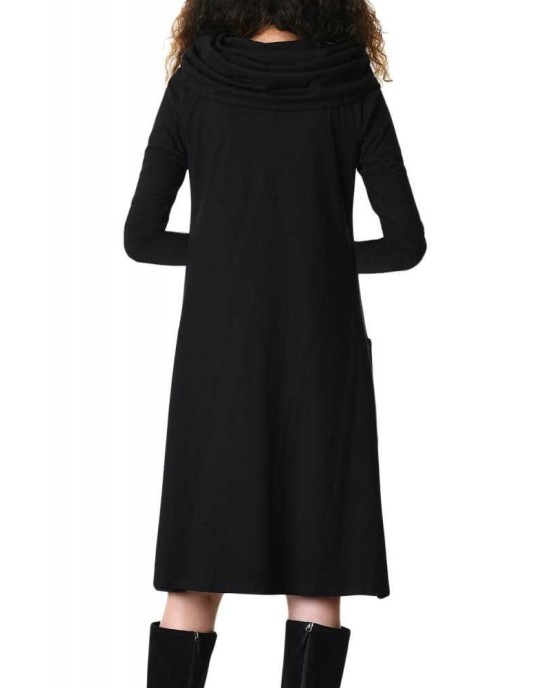 Cowl Neck Long Sleeve Jersey Dress