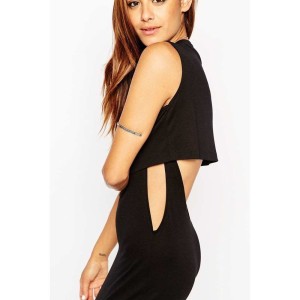 Double Layer Side Cutout Midi Dress