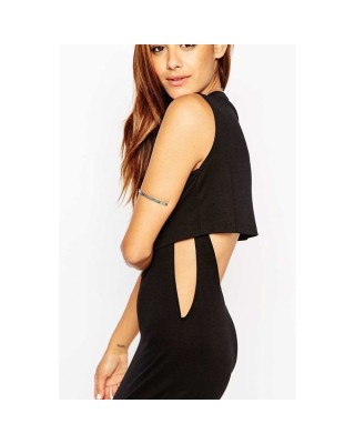 Double Layer Side Cutout Midi Dress