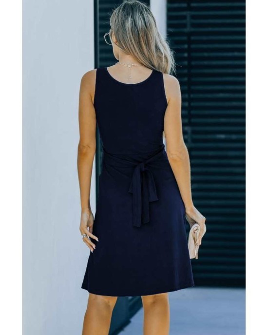 Blue Waist Cutout Twist Detail Sleeveless Midi Dress - from category Midi Dresses