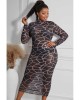 Geometric Print See-through Mesh Plus Size Midi Dress - from category Midi Dresses