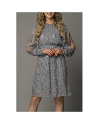 Gray Sequin Split Sleeve Midi Dress - from category Midi Dresses