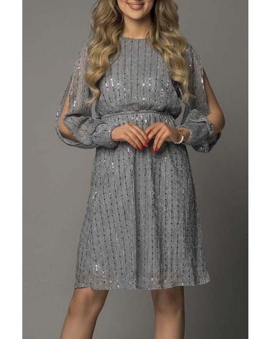 Gray Sequin Split Sleeve Midi Dress - from category Midi Dresses