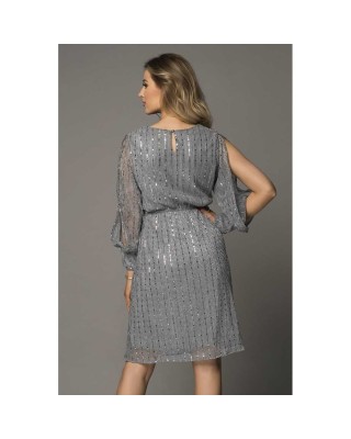 Gray Sequin Split Sleeve Midi Dress - from category Midi Dresses