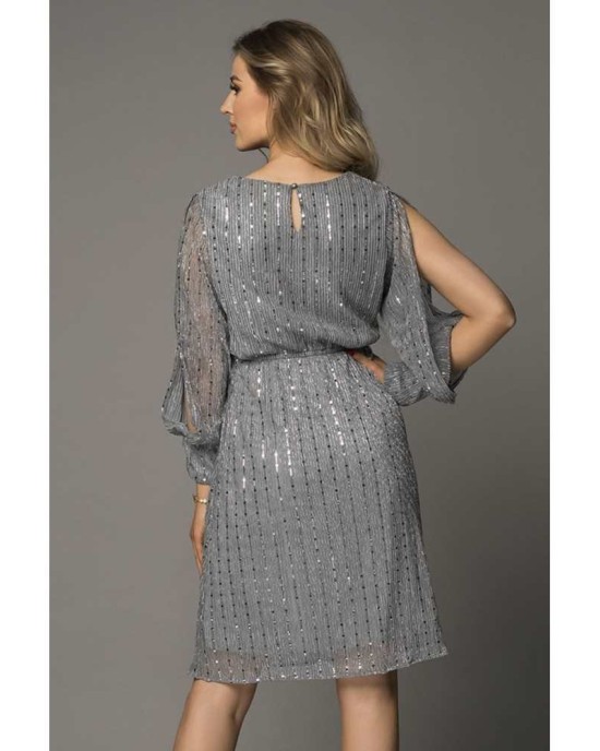 Gray Sequin Split Sleeve Midi Dress - from category Midi Dresses