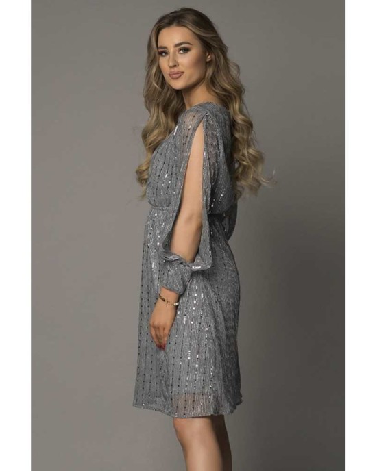 Gray Sequin Split Sleeve Midi Dress - from category Midi Dresses