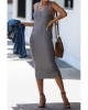 Gray Summer Ribbed Knit Midi Dress - from category Midi Dresses