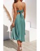 Green Sleeveless Open Back Tie Knot Ruffed Midi Dress - from category Midi Dresses