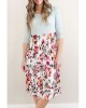 Grey Solid Bodice Floral Bottom Midi Dress - from category Midi Dresses