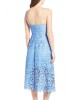 Light Blue Spaghetti Strap V-Neck Lace Midi Dress - from category Midi Dresses