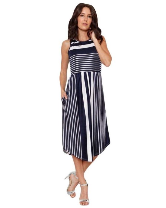 Striped Sleeveless Midi Dress - from category Midi Dresses