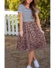 Striped Brown Leopard Print Swing Dress - from category Midi Dresses